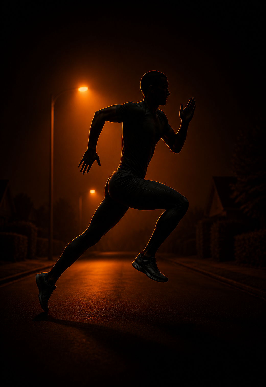 Athlete running at night with selectable taping areas