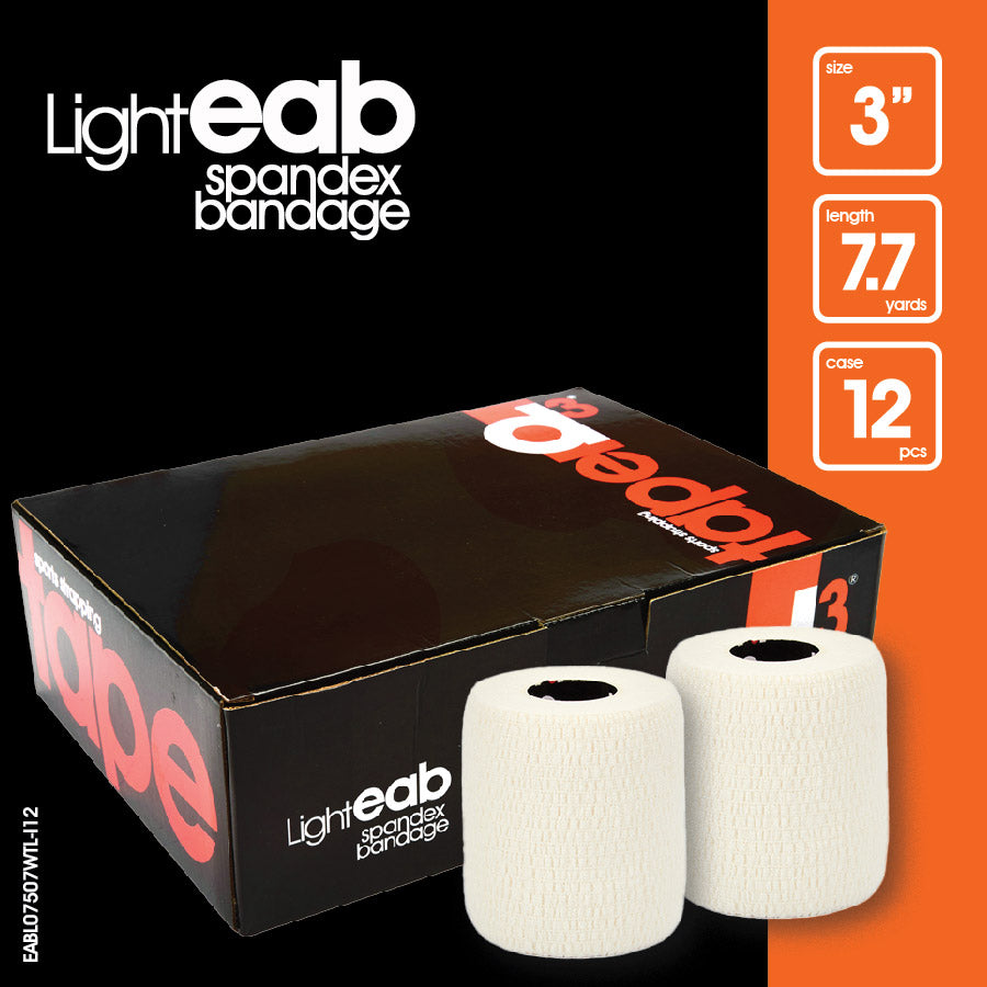 Light EAB spandex bandage White 3" x 7.7yard case of 12 rolls